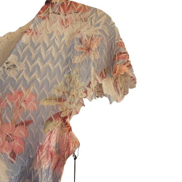 Komarov Tiered Flutter Sleeve Midi Dress  Periwinkle Bloom Size Small Floral - Picture 7 of 10